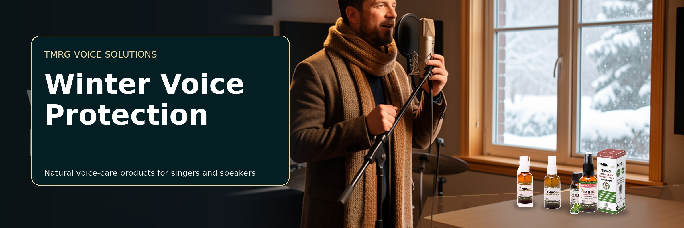 Male singer with TMRG voice-care products for Winter Voice Protection