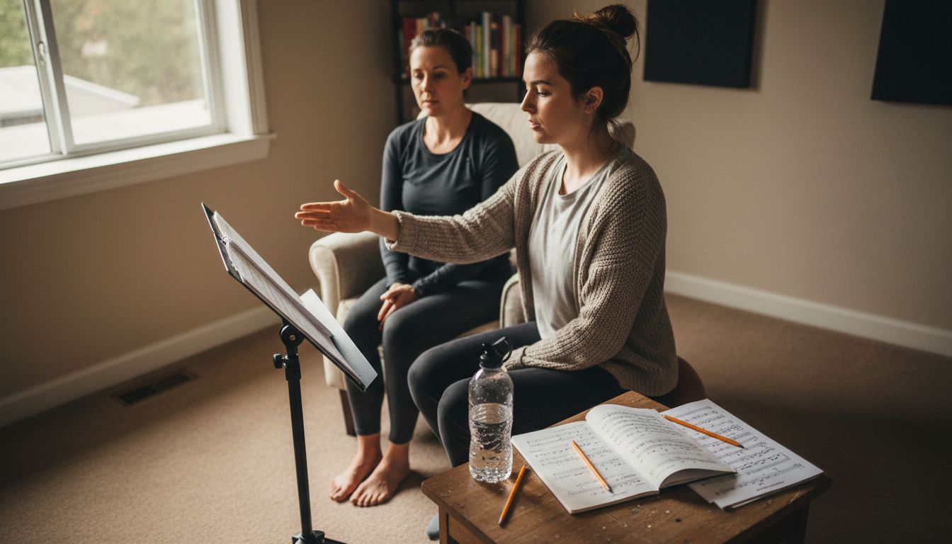 Vocal coach guiding recovery exercise