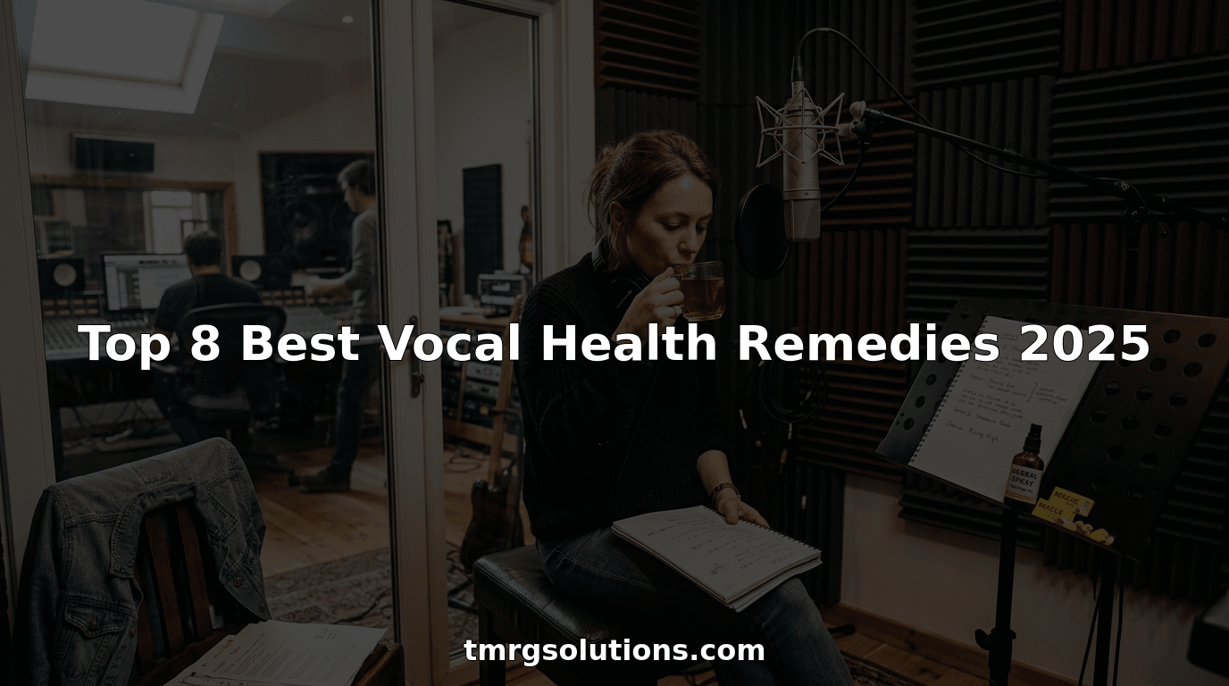 Singer in studio with herbal voice remedies