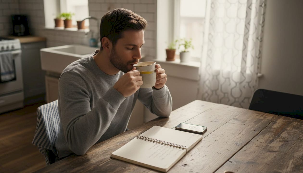Vocalist reviewing hydration and care journal