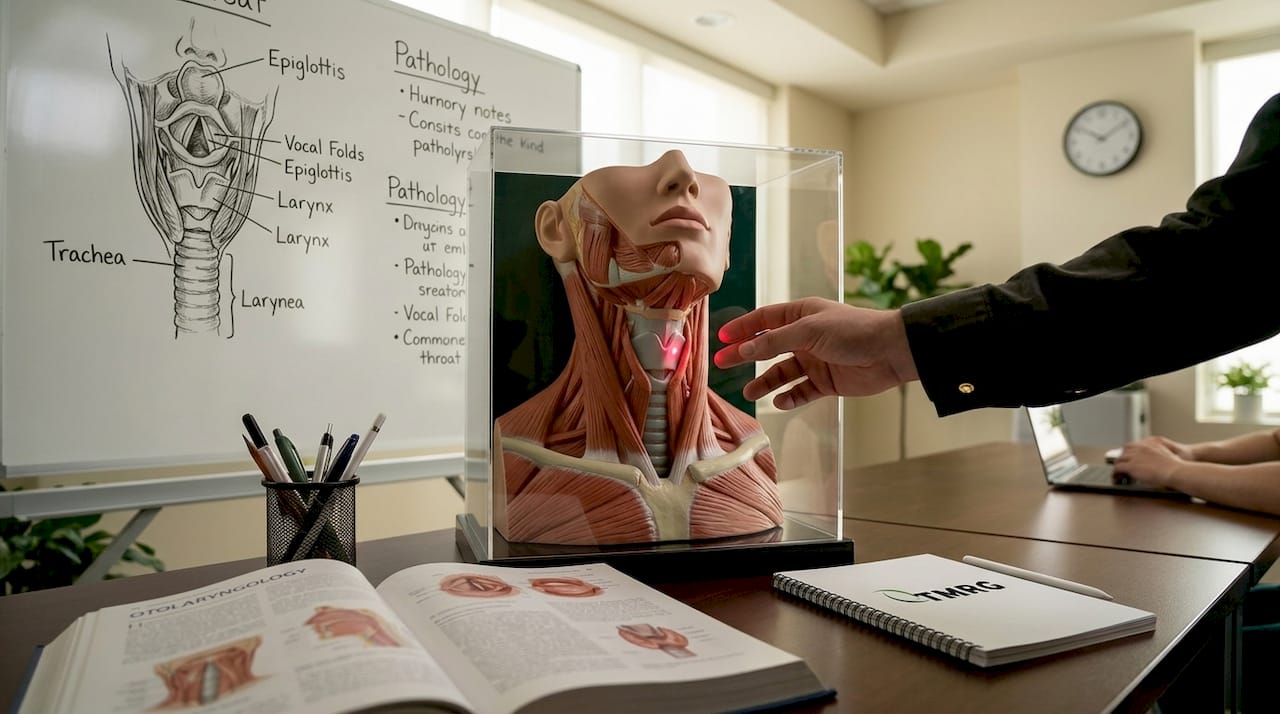 Larynx anatomy illustration in clinic setting