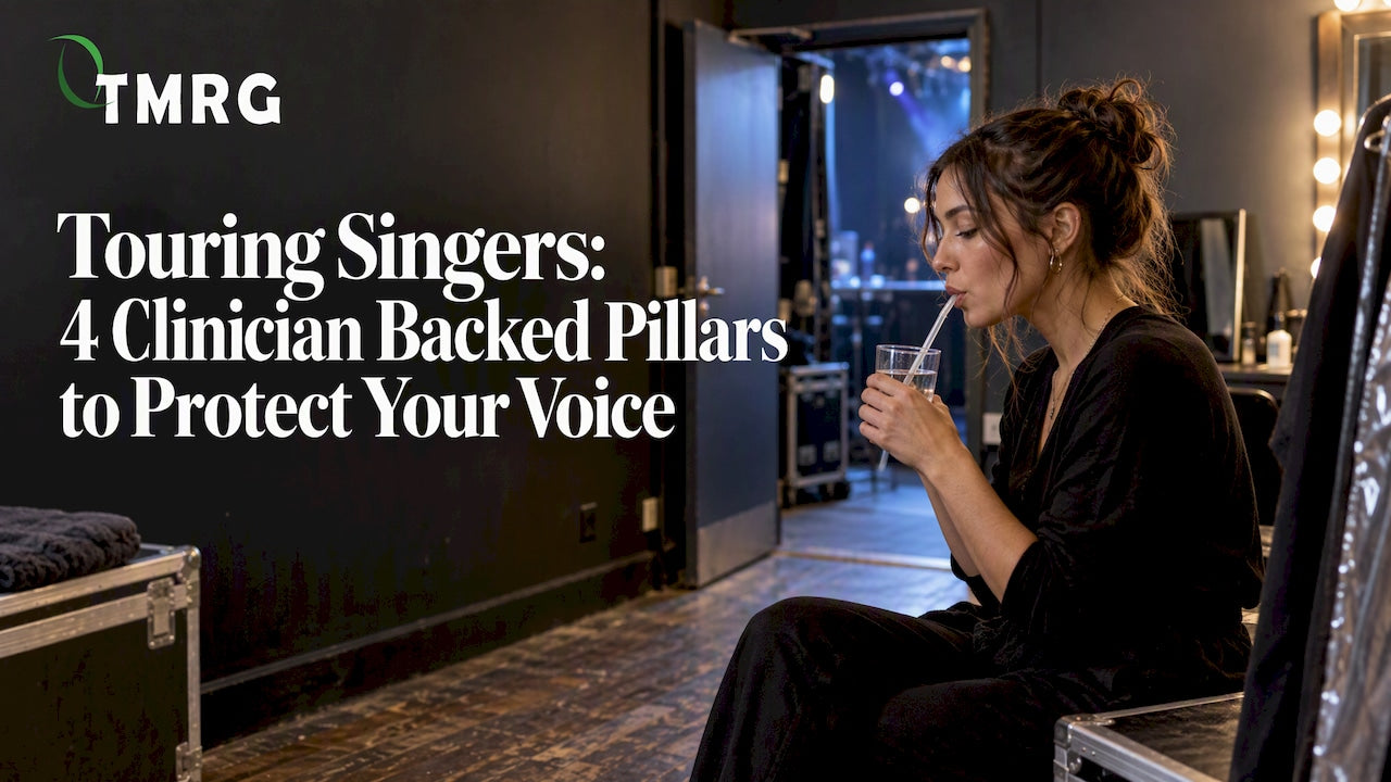 Touring singer warming up backstage