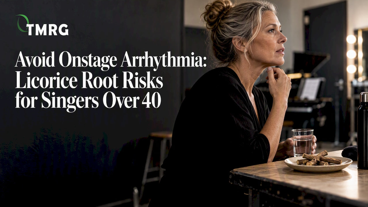 Singer examining licorice root backstage