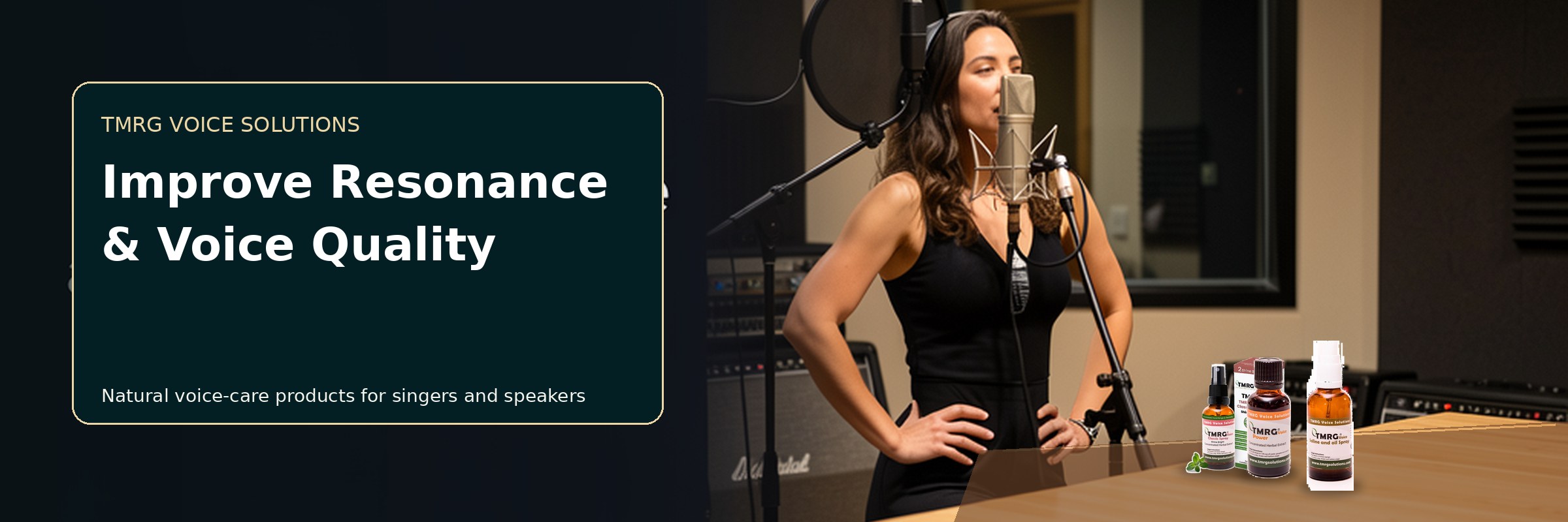 Female singer with TMRG voice-care products for Improve Resonance & Voice Quality